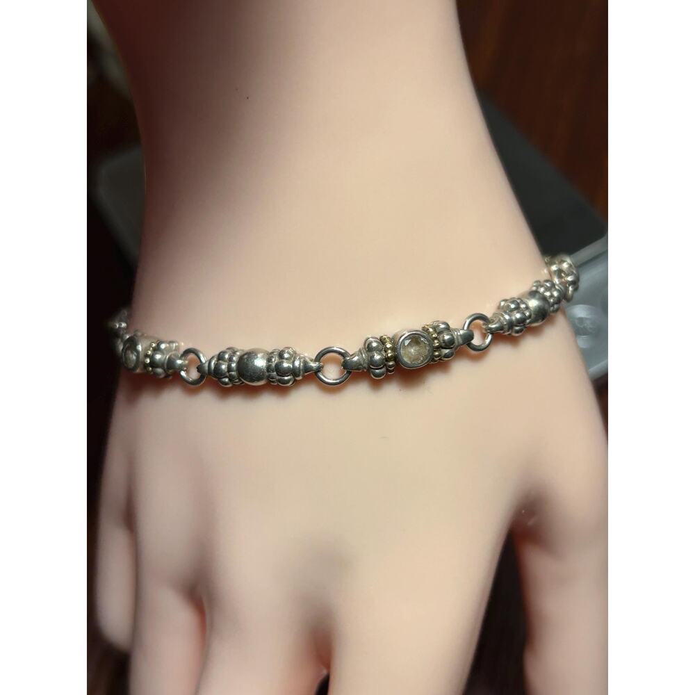 LAGOS CAVIAR 750 18k yellow gold 925 Sterling gemstone chain link bracelet